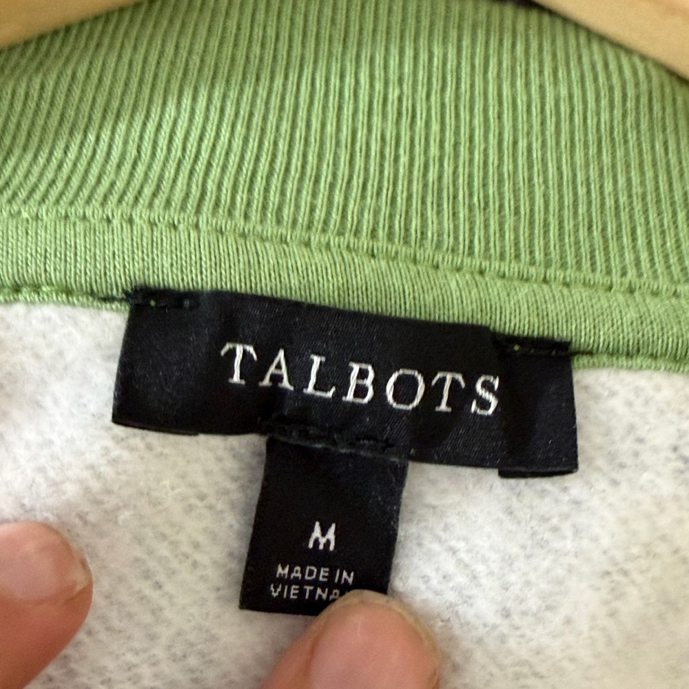 Talbots Paisley Crewneck Cotton Blend Sweatshirt Green Vibrant Sweater Medium - Picture 5 of 7